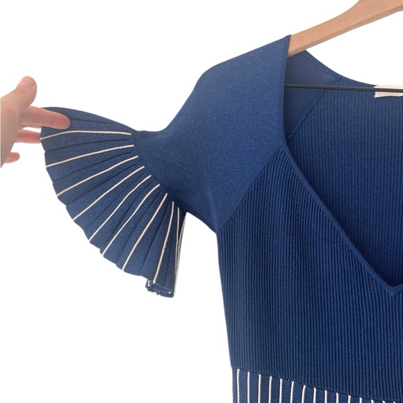 Jonathan Simkhai Pleated Metallic Stretch-knit Dress Royal Blue Size S - Picture 4 of 16